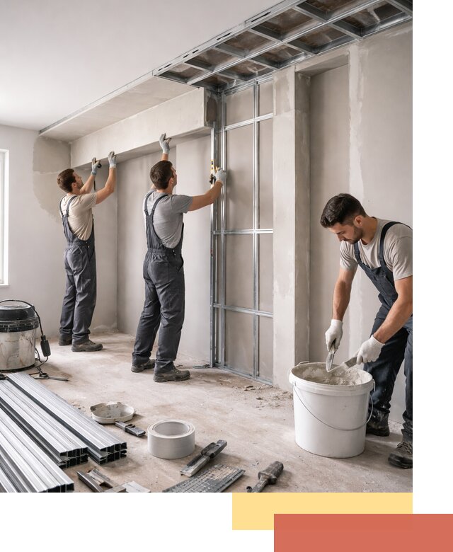 Монтаж потолка из гипсокартона с нишей в Прокопьевске