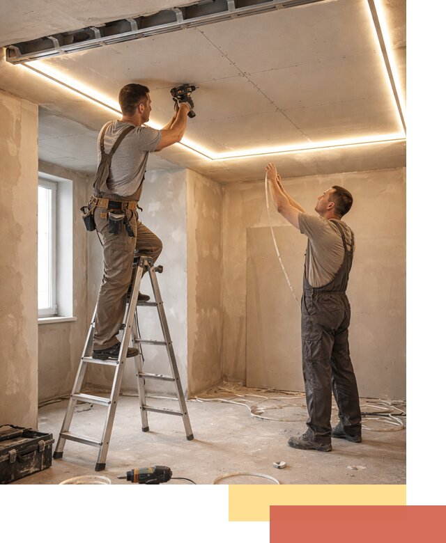 Потолок из гипсокартона с подсветкой в Прокопьевске