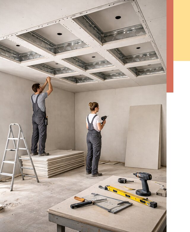 Кессонный потолок из гипсокартона в Прокопьевске от 1912 руб. — монтаж и под ключ | ОТДЕЛОЧНИК-Прк