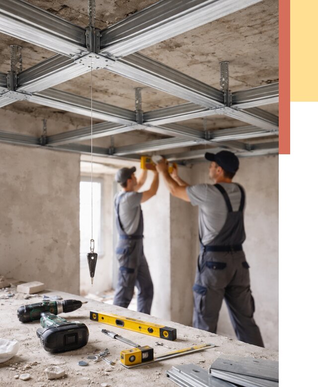 Монтаж каркаса потолка из профиля в Прокопьевске от 4652 руб. — услуги ОТДЕЛОЧНИК-Прк