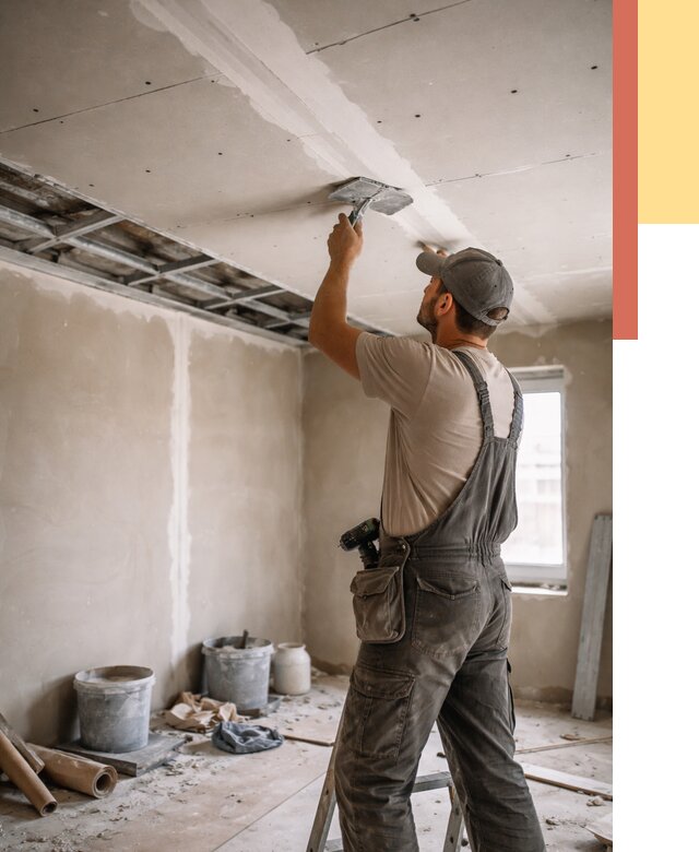 Ремонт потолка из гипсокартона в Прокопьевске от 672 руб./м² — быстро и недорого | ОТДЕЛОЧНИК-Прк