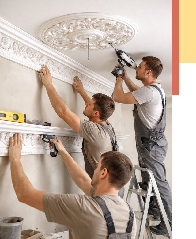 Монтаж лепнины на потолок в Прокопьевске от 3308 руб. быстро и недорого | ОТДЕЛОЧНИК-Прк